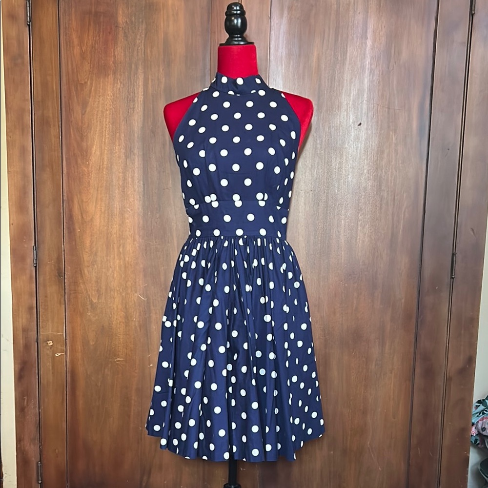 Vintage Polka Dot Halter Dress with Pockets 6